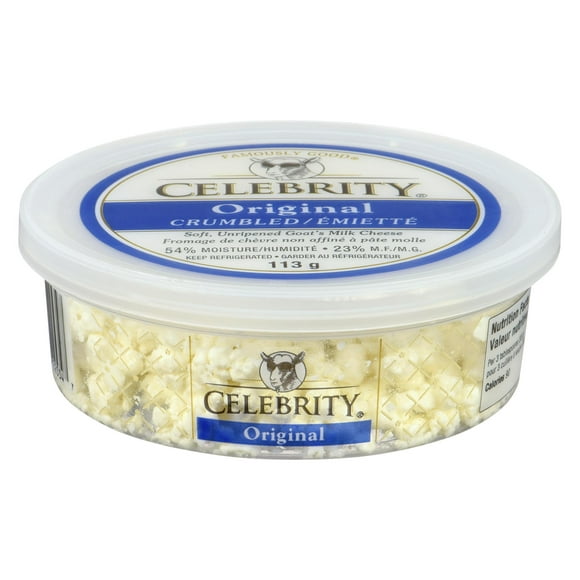 Celebrity Original Crumbled, Celebrity Original Crumbled Soft, Unripened Goat's Milk Cheese 113g