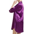thumbnail image 5 of Defitshape Women's Silk Nightgown Satin Brides Night Shirt Soft Button Up Sleep Shirt Dress Sleepwear Short Collared 3/4 Sleeve Pj Bridesmaid Nightshirt Summer Housecoat Purple Large, 5 of 5