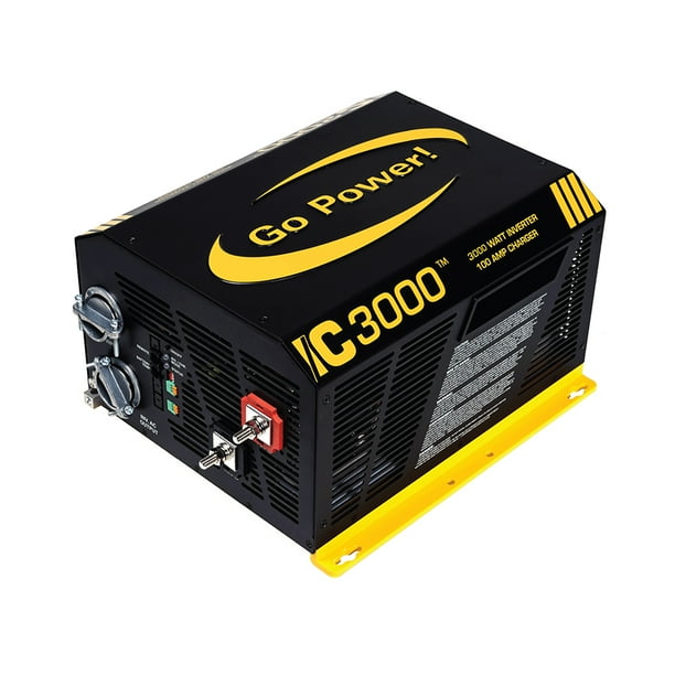 Onduleur Sinusoïdal 3-en-1 GP-IC-3000-12-PKG; 3000 Watts de Crête Continus/3400; 125 Amp; Efficacité de 90%; avec Télécommande GP-ICR-50; GP-IC3000-12-PKG