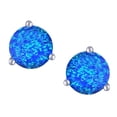 thumbnail image 2 of Star K� Round 6mm Created Blue Opal Three 3 prong Martini push back Stud earrings, 2 of 9
