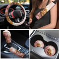 thumbnail image 3 of Yuyamidu Highland Cow Car Seat Cover Set of 15 Pink Rose Car Carpet Mats Steering Wheel Cover Seatbelt Shoulder Pad Coaster Automobile Gear Shift Knob Cover Set, 3 of 6