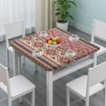 thumbnail image 3 of Decorative Floral Boho Tablecloth, 34x34 Inch Square Elastic Hem Cover for a Secure Fit on Indoor Outdoor Table Tops, 3 of 6