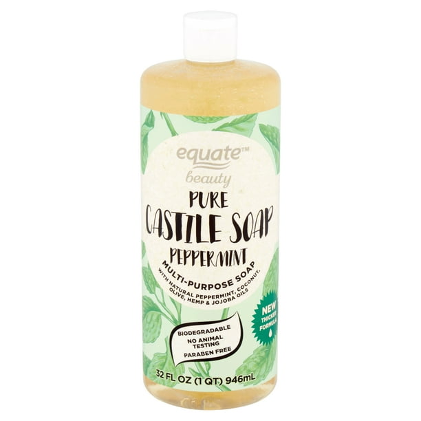 Equate Beauty Pure Castile Soap, Peppermint, 32 fl oz