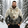 thumbnail image 2 of Telankuip Wolf Graphic Hoodies for Men Winter Flannel Warm Cozy Long Sleeve Drawstring Hooded Sweatshirts Retro Wild Animals Printed Soft Casual Pullover Tops with Pocket E-White XL, 2 of 8
