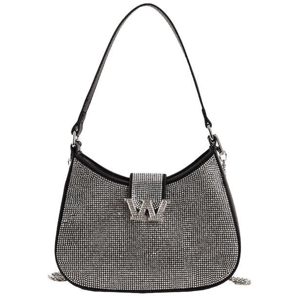 Niche Ins Nuevo Bolso Cruzado Bolso Hombro Caliente Tachonado Con Bolso Axila Diamantes Cristal Reina (Negro 1) Xcy9877
