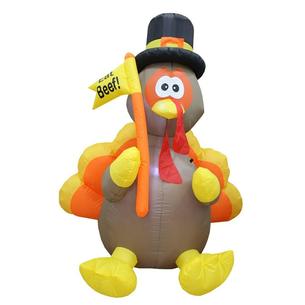 Santas Forest 66207 Inflatable Turkey With Flag 6 ft H - Walmart.com ...