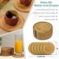 thumbnail image 5 of Eneocare Handmade Natural Rattan Coasters for Drinks, Wicker Boho Coasters, Woven Coasters for Drinks | Heat Resistant Reusable Saucers, Round Straw Trivet for Teacup, Set of 6 with Holder, 5 of 8