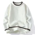 thumbnail image 3 of Suéter de punto grueso de manga larga para hombre, jersey de color liso, ropa de alta calidad, ropa de punto popular Y2k, reseñas coreanas, 3 of 4