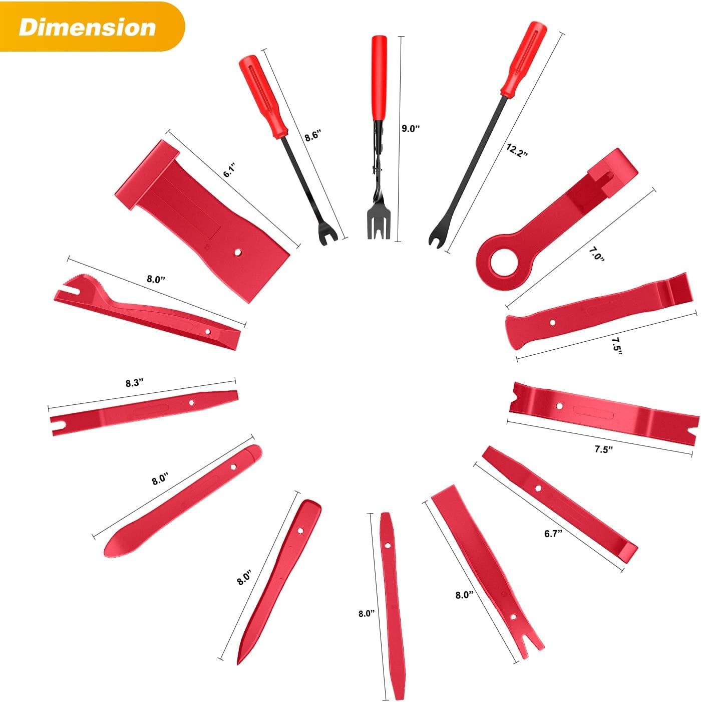 GOOACC 102Pcs, Auto Terminal Removal Tool, Auto Clip Pliers Stereo Removal Tools, Car Upholstery Repair Removal Kit,Precision Hook and Pick Set, Round Handle Crowbar