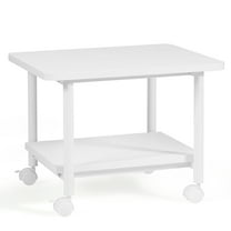 Topbuy 2-Tier Rolling Under Desk Printer Cart with 2 Storage Shelves Printer Stand for home office White
