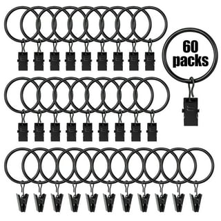  40pcs Curtain Rings with Clips Hooks 1.5 inch Rustproof Matte  Metal Stainless Steel Drapery Rings for Tension Rod Bracket Eyelets  Decorative Hangers, Vintage Black (1.5 Interior Diameter) : Home & Kitchen