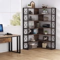 thumbnail image 3 of Tribesigns 6-Shelf Corner Bookcase, Vintage Industrial Corner Bookshelf Etagere Bookcase, 6 Tier Corner Shelf Storage Rack with Metal Frame for Living Room Home Office (Rustic Brown), 3 of 7