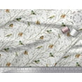 thumbnail image 2 of Soimoi White Cotton Duck Fabric Leaves & Flowerpecker Bird Printed Fabric 1 Yard 58 Inch Wide, 2 of 3