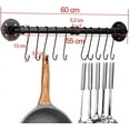 thumbnail image 5 of BEYCED 23.7 inch Kitchen Hanging Rod Pot Rack,Kitchen Wall Mounted Detachable Pan Lid Utensils Organizer Hanging Rail with 12 Hooks,Iron Pipe Shape,Black, 5 of 6