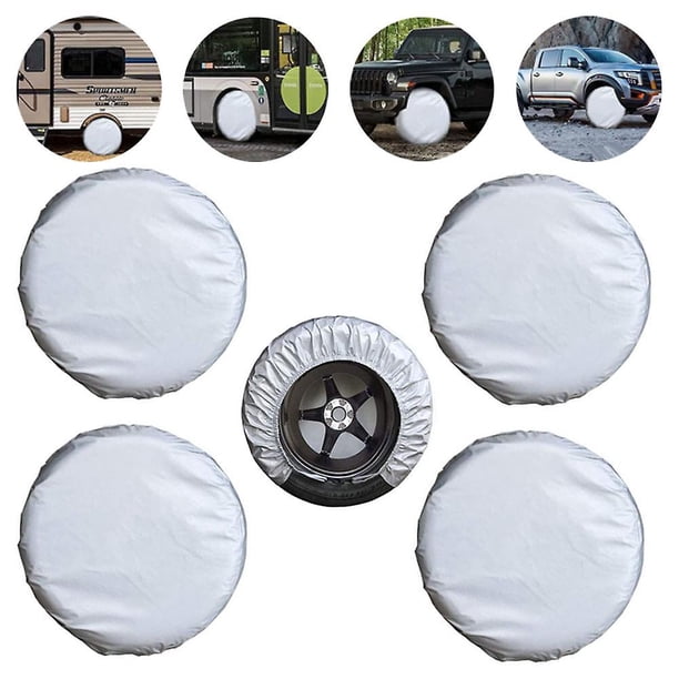 Cubiertas de neumáticos 4 piezas Cubierta de neumático universal Protector solar Protector de ruedas Remolque Autocaravana Camión Cubiertas de neumáticos impermeables (24-26 pulgadas) JAMW Sencillez