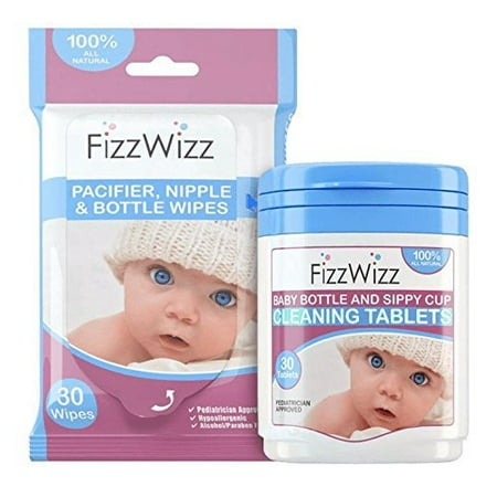fizzwizz all natural cleaning tablets with pacifier wipes for baby