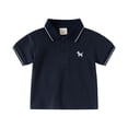 thumbnail image 3 of Staki Printed Boys' Polo Shirt Kids Boys Cute Polo Shirts Short Sleeve Lightweight Golf Tops 1-10Y(Navy,3-4 Years), 3 of 6