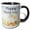 Black/White, variant on 3drose, Cute Whimsical Cats Happy Third Birthday, 15oz Two-tone Green Mug
