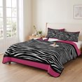 thumbnail image 2 of Queen Quilt Set 90''x96'', Zebra Printed Lightweight Summer Bedspread Coverlet Set with 2 Pillow Shams, Modern Geometric Balck White Stripes Breathable All Season Quilt Bedding for Bedroom/Guest Room, 2 of 9
