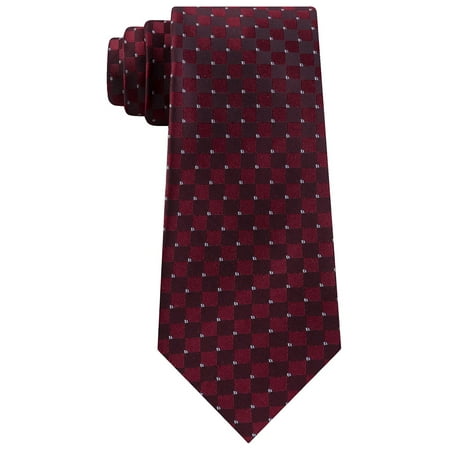 Kenneth Cole Reaction Men's Neck Tie Burgundy Checker Slim Silk Red Not Applicable