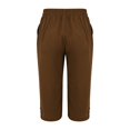 thumbnail image 5 of Women's Cotton Linen Bermuda Shorts Elastic Waist Drawstring Casual Knee-Length Shorts with Pockets Brown M, 5 of 7