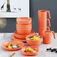 thumbnail image 4 of ReaNea Orange Plastic Dinnerware Set of 20 Pieces, Unbreakable And Reusable Light Weight Plates Mugs Bowls Dishes Easy to Carry And Clean BPA Free Service For 4, 4 of 10