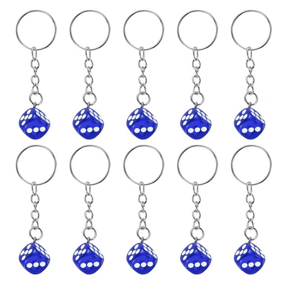 Uxcell 10 Pcs Lucky Dice Keychain Charm, Resin 3D Cube Square Mini Dice Keyrings with Pendants for Bag, Wallet, Purse, Car, Cellphone Accessories, Blue