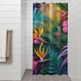 thumbnail image 2 of Colorful Tropical Leaf Pattern Shower Curtain 36"x72" ,Bathroom Decorative Shower Curtains Set with 12 Hooks,Modern Waterproof Washable Shower Curtain, 2 of 6