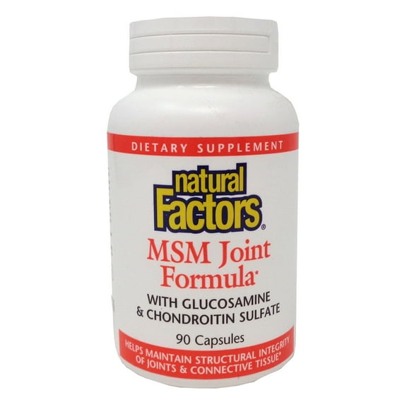 Natural Factors MSM Joint Formula, Supports Healthy Joints, Muscle and Cartilage with Glucosamine and Chondroitin Sulfate, 90 Capsules