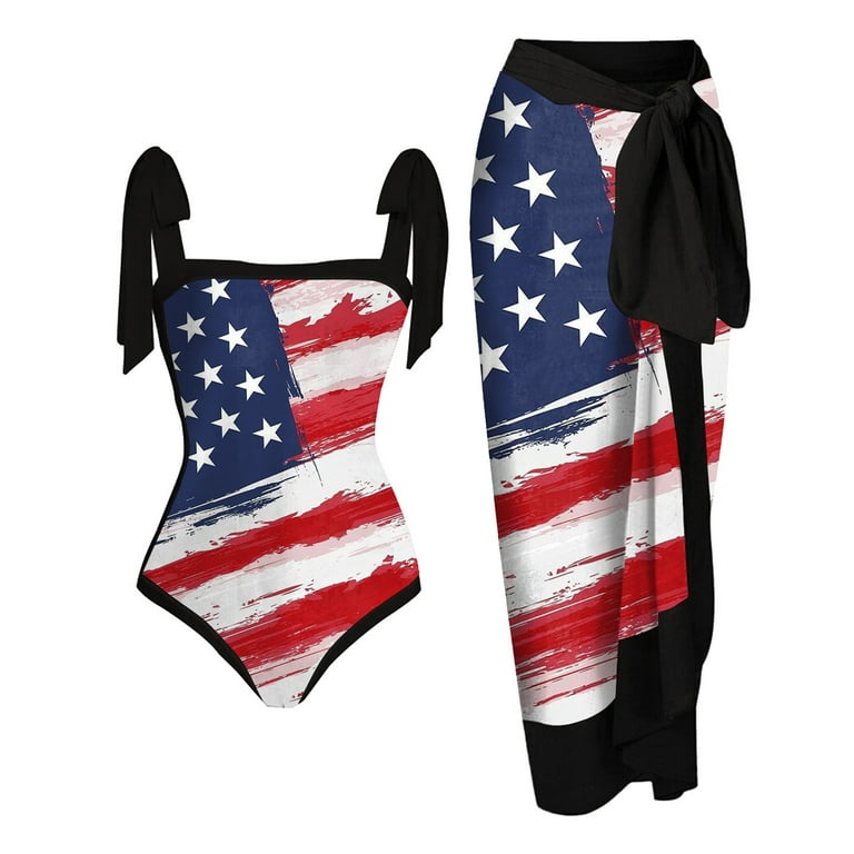 Fanxing Monokini Swimsuits for Women USA Flag 4th of July Bathing
