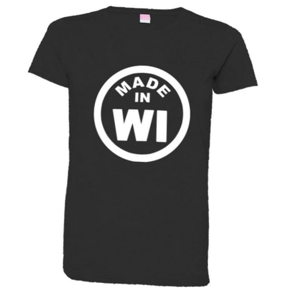 PleaseMeTees™ Womens From Born Made In Wisconsin WI Logo Label HQ Tee