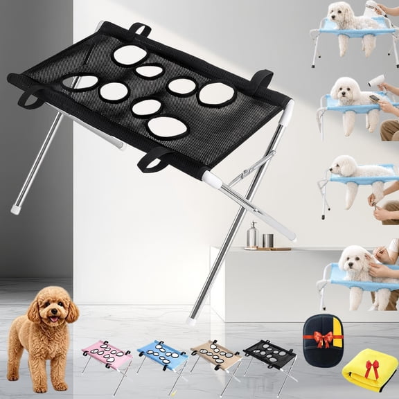 2-in-1 Foldable Pet Grooming Bed for Small Dogs and Cats Dog Bath Hammock with Frame, 2027 New Pet Hammock for Grooming Breathable Mesh Sling for Bathing Nail Trimming and Daily Pet Care(B)