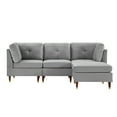 thumbnail image 5 of L-shaped Sectional Sofa with Chaise Lounge, Velvet Upholstered Couch with Nail Head Trim, Corner Sofa for Living Room, Apartment, Gray, 5 of 7