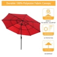 thumbnail image 3 of Clihome  10FT 3-Tiers Vented Round Market Umbrella with Crank Lift Red, 3 of 5