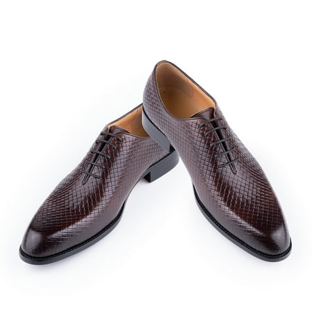 Luxury Shoes for Men 2023 Oxford Genuine Leather Shoes New Model Formal Lace Up Dress Wedding Office Business Shoes for Men Brown 9.5
