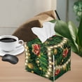 thumbnail image 5 of POLERO Suqare Tissue Box Holder, 5.1"X5.1"X5.5" Waterproof Tissue Box Cover PU Leather Facial Organizer for Dresser Bathroom Home Decor (Happy Chrsitmas Bell), 5 of 7