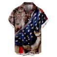 thumbnail image 3 of Camisetas con estampado de bandera del Día de la Independencia para hombre, camisetas con botones personalizadas con impresión digital 3D, camisetas de playa de manga corta de gran tamaño, 3 of 4