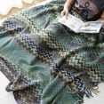 thumbnail image 5 of Battilo Boho Throw Blanket,Cozy Knit Teal Blanket with Tassel,Lightweight Afghan Blanket, 50"x60", 5 of 7