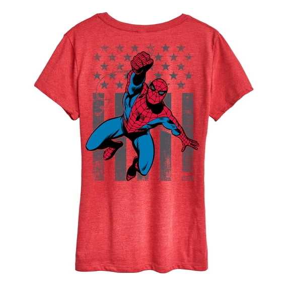 Marvel Spider-Man - USA Flag - Ladies Short Sleeve Graphic T-Shirt