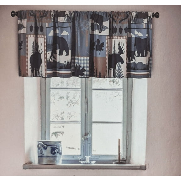 WOODLAND FOREST Wilderness Cabin Window Valance, 72" x 16" by DeLeon