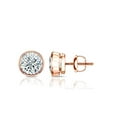 thumbnail image 2 of 14k Rose Gold Lab Grown Diamond Stud Earrings (3/4 cttw, E-F, VS1-VS2) Bezel, Screw Back by Diamond Wish, 2 of 3