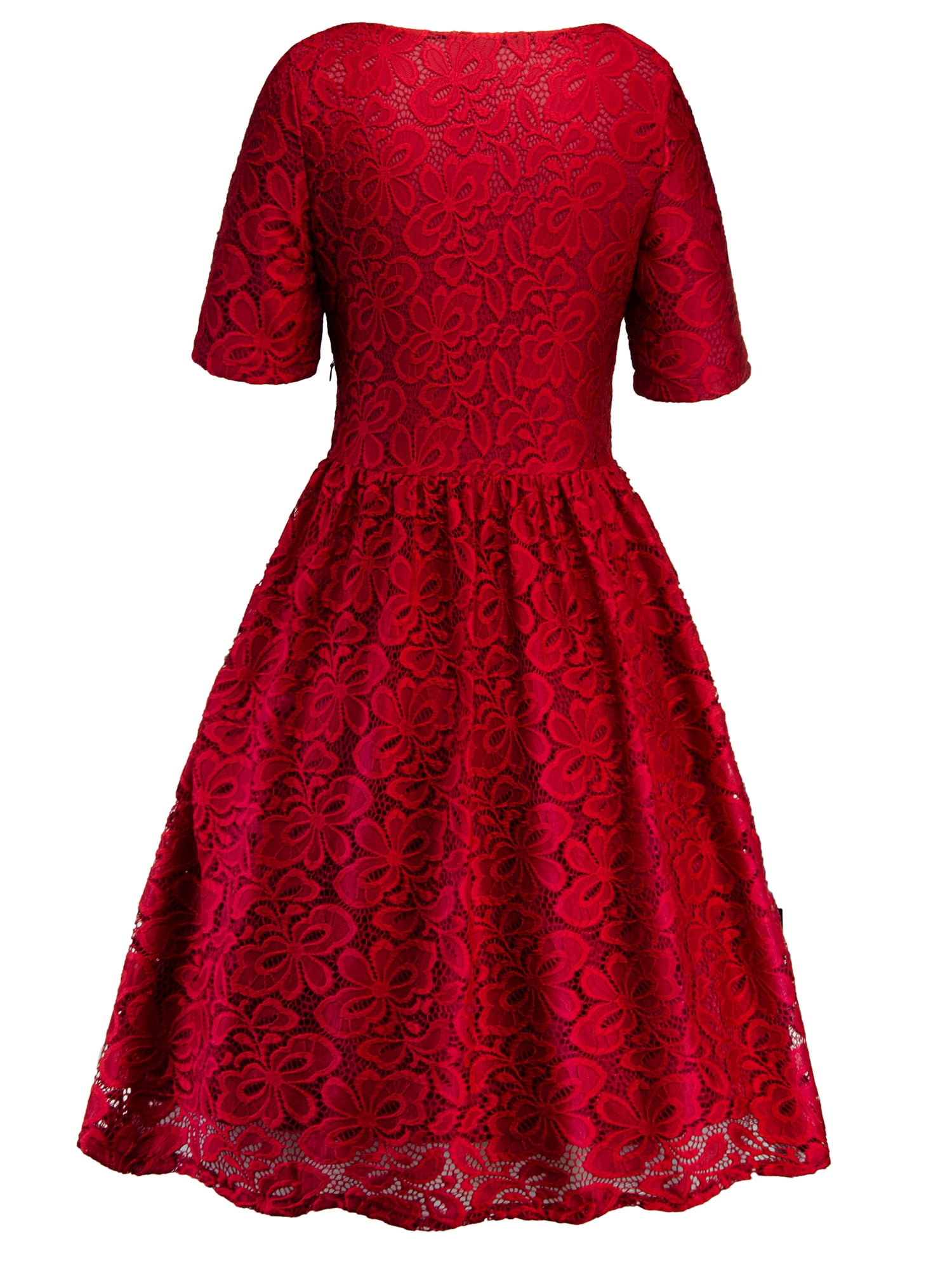 Women Lace Floral Short Sleeve Vintage Dress Ladies Cocktail Evening Party Prom Ball Gown Rockabilly Casual Skater Dress Walmart Com