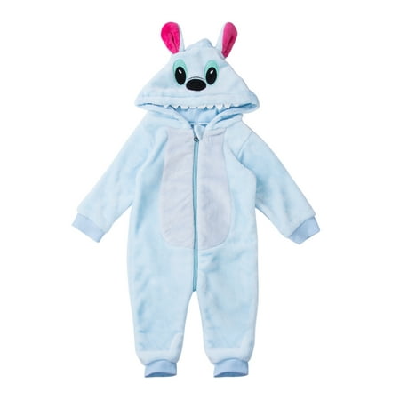 

Nokpsedcb Toddler Infant Kids Baby Boys Girls Zipper Cartoon Rabbit Ear Long Sleeve Hooded Jumpsuit Blue 2-3 Years