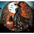 thumbnail image 1 of Letrero redondo vintage de Halloween con diseño de bruja de metal para el hogar, bar, cocina, hotel, comedor, cafetería., 1 of 6