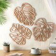 thumbnail image 1 of Decoración de pared ULIOMU, madera de hojas de palmera, 3 unidades, color marrón claro, 1 of 7