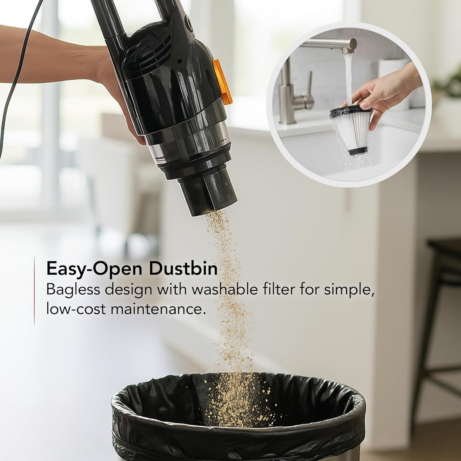 OVENTE 2-in-1 Corded Stick Vacuum Cleaner, Convertible to Handheld, Lightweight with 400W Motor, Powerful Suction and Washable HEPA Filter for Home, Car, Pet Hair, Carpet or Hard Floor Black ST102BGD