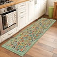 thumbnail image 2 of Boho Green Flowers 2'x6' Runner Rugs for Hallway Kitchen Bedside Non Slip, Spring Abstract Watercolor Floral Leaf Entryway Rug Runners with Rubber Backing, Long Carpet Runner for Laundry Room, 2 of 8