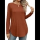 thumbnail image 2 of Camisa de Larga con Cuello Redondo para Mujer, Básica, Holgada, Informal Rojo Ladrillo XL, 2 of 5