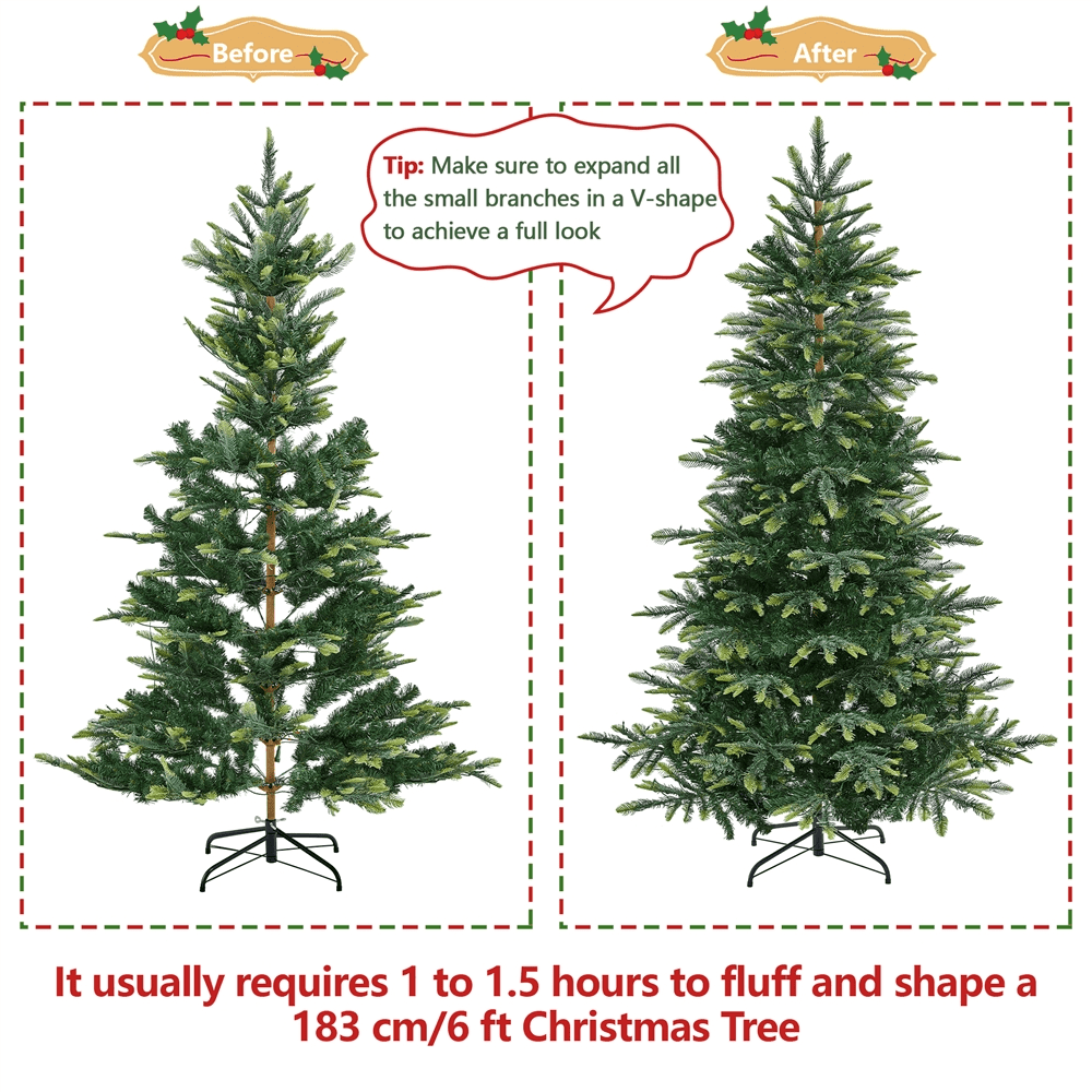 Alden Design 6ft Pre-lit Artificial Christmas Tree with 400 LED Lights, Green