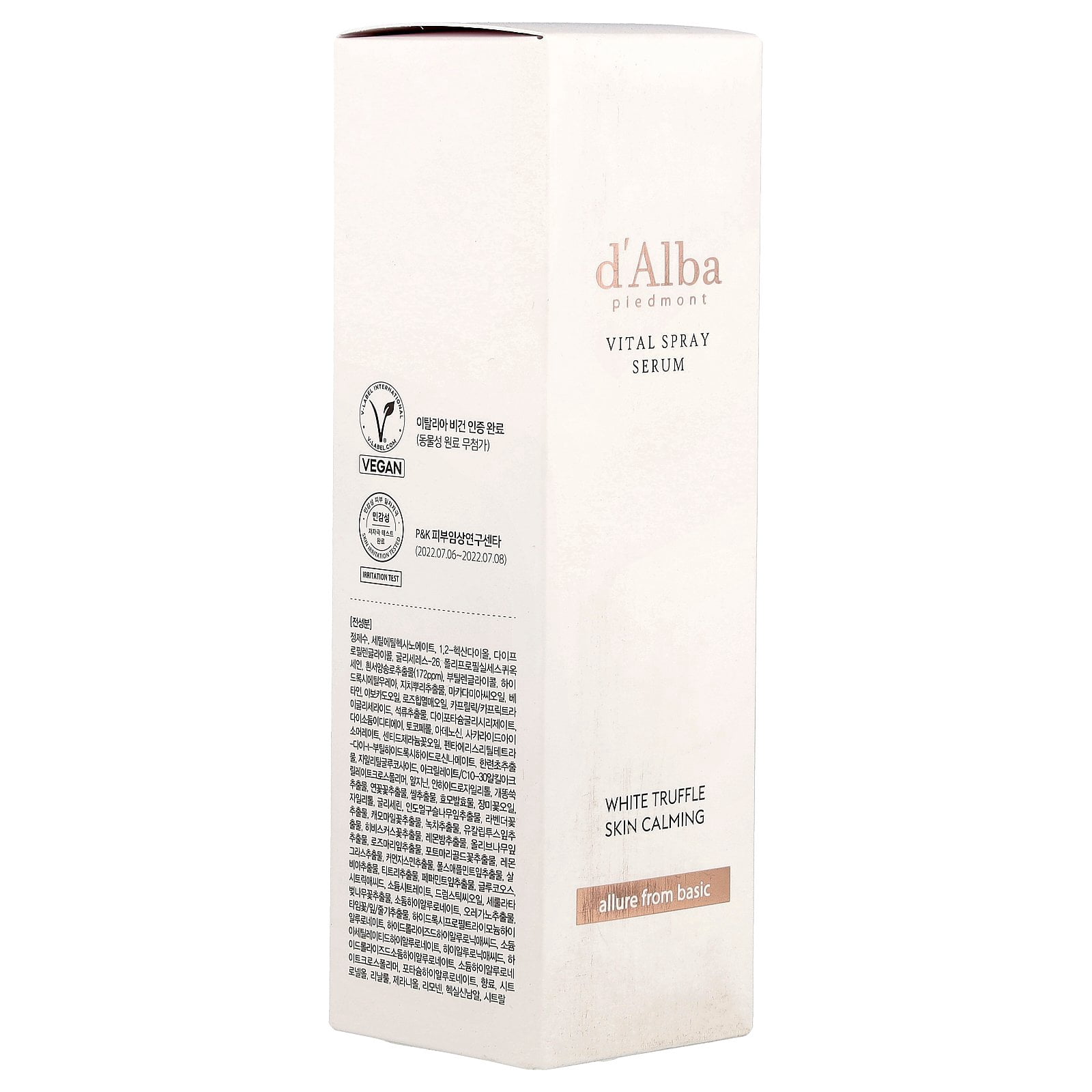 d'Alba White Truffle Vital Spray Serum, 3.38 fl oz (100 ml)
